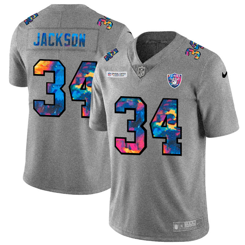 NFL Las Vegas Raiders #34 Bo Jackson Men Nike MultiColor 2020  Crucial Catch  Jersey Grey->chicago bears->NFL Jersey